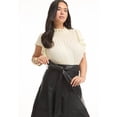 thumbnail image 3 of June & Vie Women's Plus Size Paneled Faux Leather Midi Skirt, 3 of 3