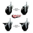 thumbnail image 2 of 3.5 Inch Soft Rubber 12MM Threaded Stem Caster Set 2 Brakes SCC, 2 of 2