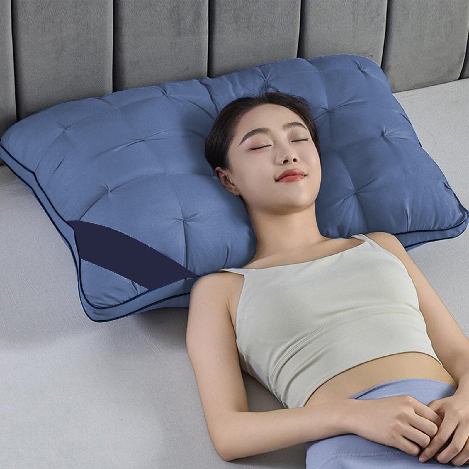 Danhjin Bedding Sizepillowcase Twisted Down Pillow WashableBedding Size Bed Pillow White Cool Hotel Quality Corner Propped Pillow for Back Flat Or Side Sleeping