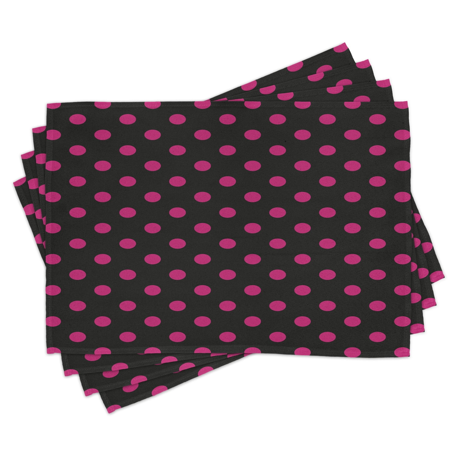 Hot Pink Placemats Set of 4 Old Fashioned Polka Dots Symmetrical