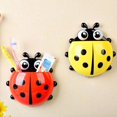 thumbnail image 5 of Toothbrush Holder Creative Shape Punch Free Wall-mounted Large Capacity Suction Cup Design Item Storage Lovely Animal Ladybird Shaped Toothpaste Holde, 5 of 5