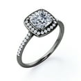 thumbnail image 4 of JeenMata Channel Halo - 1.75 Carat Cushion Cut Moissanite - 4 Prong Set - Pave Engagement Ring - 18K Black Gold Plating Over Silver, 4 of 7