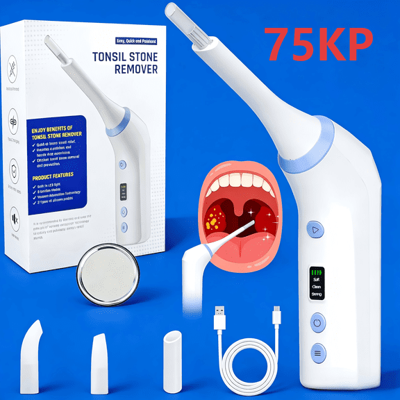 Electronic Tonsil Stone Remover Vacuum,Cordless Tonsil Stone Removal Kit Tool with 75KPA Suction & LED Light,Upgraded Tonsil Cleaner,5X Magnifying Mirror,Fight Bad Breath, Mouth Cleaning Oral Care