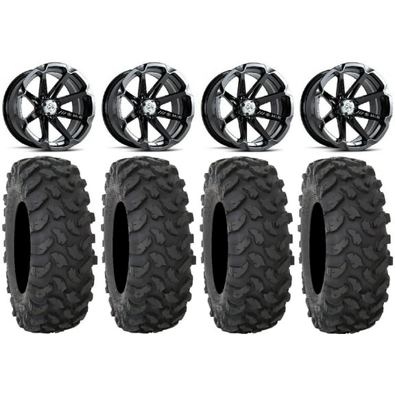 MSA Black Diesel 15" UTV Wheels 33" XTR370 Tires Can-Am Maverick X3 / Honda Pioneer 1000 / Talon