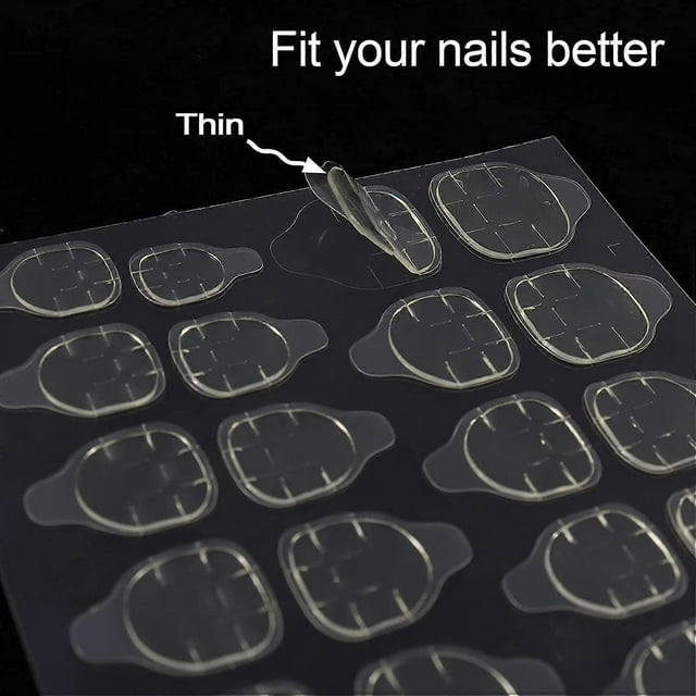 1200 Pcs Thin Breathable Adhesive Tabs Fake Nail Glue Sticker 50 Sheets Super Sticky Double Sided Tips (Germany Jelly Gel) Flexible for Acrylic False