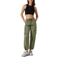thumbnail image 2 of INSPIRE CHIC Women's Y2K Streetwear High Waisted Pockets Casual Long Cargo Pants Trousers M Army Green, 2 of 6