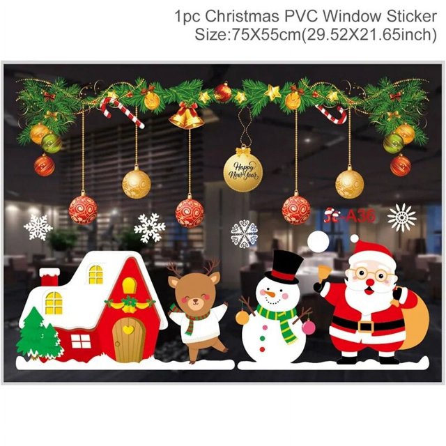 Pegatinas navideñas para ventana, decoración navideña para pared, decoración navideña para el hogar, Año Nuevo, 2022, pegatina para puerta, 2023