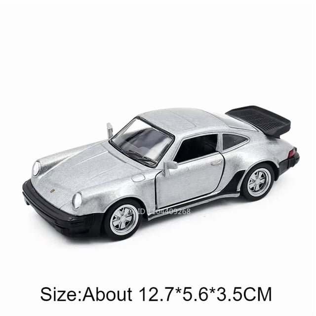1:36 Porsche 911 Turbo 1987 Audi 1980 modelo de coche clásico juguete aleación Diecast modelos de vehículos Retro tirar hacia atrás regalos en miniatura,Porsche Silver