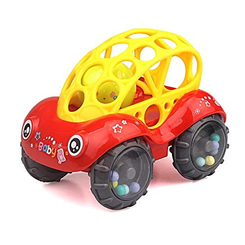 Baby Infant Rattle Roll Car Toy Soft Flexible Sounds Perfect Teething Kids Play 
