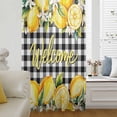 thumbnail image 5 of Yellow Lemons Sheer Curtains 54 Inches Long, Summer Fruits Leaves Botanical Buffalo Plaid Light Filering Curtains, Breathable Simi Curtain Privacy Drapes for Kitchen Bathroom Small Window Treatment, 5 of 9