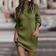 thumbnail image 2 of WTXUE Dresses, Bodycon Dress Long Sleeve Vestidos Casuales Para Mujer High Neck, Autumn Winter Turtleneck Casual Sweater Dress Ladies Sweater Dress Solid Mid-Length Women, Green Size S(US:4), 2 of 5