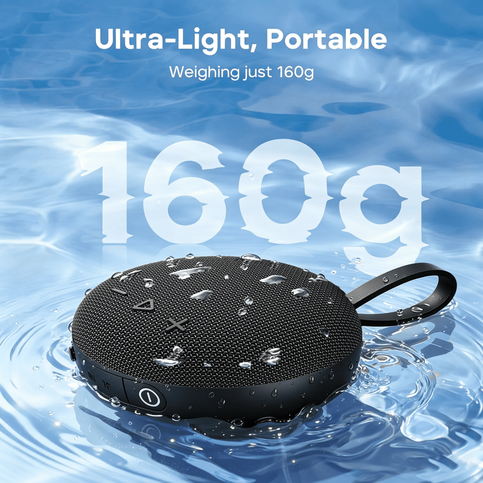 Portable Magnetic Mini Speakers, Wireless Bluetooth Speaker IPX6 Waterproof,TWS Pairing, Small Pocket Shower Speaker with Strap for Bike/Hiking/Golf/Home,Black