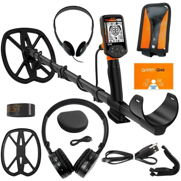 Quest Q40 Metal Detector with 11x9 TurboD Waterproof Search Coil