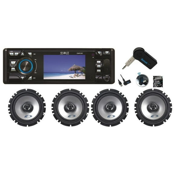 Absolute DMR-360BTAD 3.5" DVD/CD/MP3/AM/FM Player & 2 Pairs Alpine SXE-1726S 6.5" Speakers