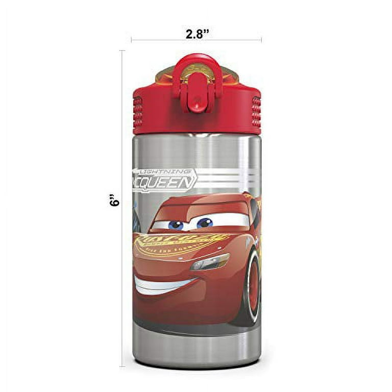 Zak Designs CRSG-S730 3 Stainless Steel Reuseable Water Bottle, 15.5oz, Cars 3