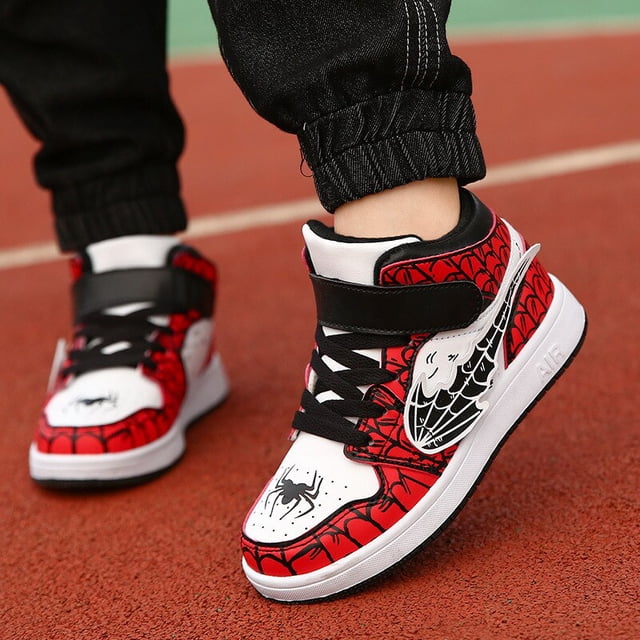 Zapatos informales de cuero de dibujos animados de Disney para niño, nuevos zapatos de baloncesto para invierno y primavera, zapatos altos para niñas, zapatillas de deporte de 38-plantilla de 24cm Gao Jinjia LED