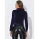 thumbnail image 4 of Chaqueta de motociclista Allegra K Terciopelo Mujer Púrpura M, 4 of 5