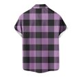 thumbnail image 4 of miqiqism Men's Buffalo Plaid Tshirts Lapel Neck Tee Blouses Casual Loose Short Sleeve Top Blouse Trendy Summer Outfits Man Grid Plus Size Clothings,01_Purple,X-Large, 4 of 5
