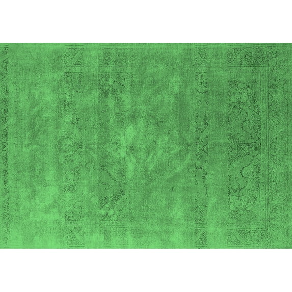 Ahgly Company Indoor Rectangle Oriental Emerald Green Industrial Area Rugs, 3' x 5'