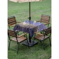 thumbnail image 5 of Square Outdoor Tablecloth with Umbrella Hole Spring Floral Outside Table Cloth Waterproof Patio Table Cover Pastoral Flowers Oil Painting Modern Art Purple Zipper Tablecloths for Picnic 54x54 Inch, 5 of 8