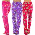 thumbnail image 3 of ToBeInStyle Women's Pack of 3 Assorted Print Fleece Lined Pajama Bottoms - Wild Party - Medium, 3 of 5