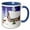 Blue/White, variant on 3drose, Woodland Cottage Christmas with Deer, Squirrel, and Hare, 11oz Two-tone Black Mug
