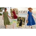 thumbnail image 2 of UVN Long Dresses for Women Summer Short Sleeve Casual V Neck Maxi Dress with Pockets, 2 of 7