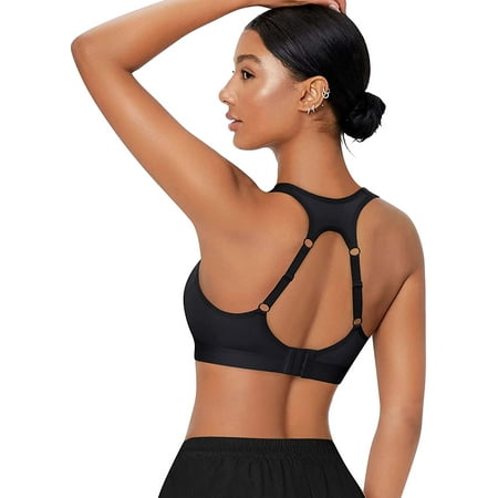 

Nebility Women High Impact Racerback Sport Bra Full Support Bonce Control Workout Running Bra Wireless Seamless Yoga Tops