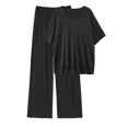 thumbnail image 2 of MINTREUS Lounge Sets for Women Plus Size Pajamas Knit pjs Short Sleeve Tops and Long Pants Soft Comfy 2 Piece Pajama Set, 2 of 10