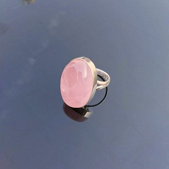 Natural Rose Quartz Ring, 925 Sterling Silver Ring, Teardrop Rose Quartz Ring, Gift for her, Capricorn January Birthstone, Promise Ring