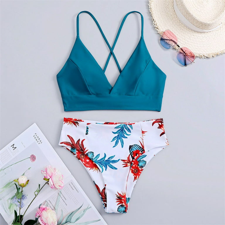 Bikini Set for Women Two Piece Printed Cute Tankini Tops Elegant Beachwear  Soft Tops Bottoms Fashion Swimwear
