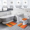 thumbnail image 6 of Color Striped Gradient Bathroom Rugs Set Modern Orange Yellow Brown Minimalist Non Slip Absorbent Soft Bath Mats 3 Piece Set with Bathroom Rug, U-Shaped Floor Mat, Toilet Seat Cover Small Size, 6 of 9