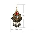 thumbnail image 2 of Gothic Lace Dangle Earrings Vintage Rhinestone Teardrop Dangle Earrings - Red, 2 of 3
