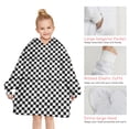 thumbnail image 6 of Black and White Small Checkered Pattern Blanket Hoodies for Kids 6-13YR Oversize Wearable Blanket Hoodies for Boys Girls Teens, 6 of 7