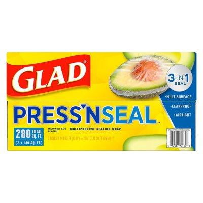 Glad Press'n Seal Food Plastic Wrap Microwave Safe 280 sq. ft., 2 Pack 