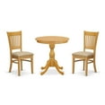 thumbnail image 6 of East West Furniture Eden 3-piece Wood Dining Set with Fabric Chairs in Oak, 6 of 10