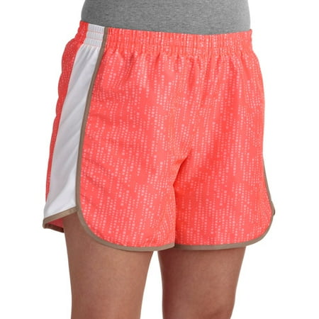 Danskin Now Women's Plus-Size Woven Running Shorts with Mesh Panel and Hidden ID Pocket