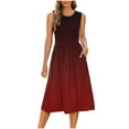 thumbnail image 2 of THDHVS Maxi Dresses for Women 2025,Women's Casual Dresses,Fashion Women's Casual Print Short Sleeve Round Neck Pocket Dress Wine 2XL, 2 of 6
