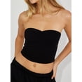 thumbnail image 3 of Trendy Women’s 2 Piece Long Sleeve Shrug Set Strapless Bandeau Tube Y2K Crop Tops, 3 of 5