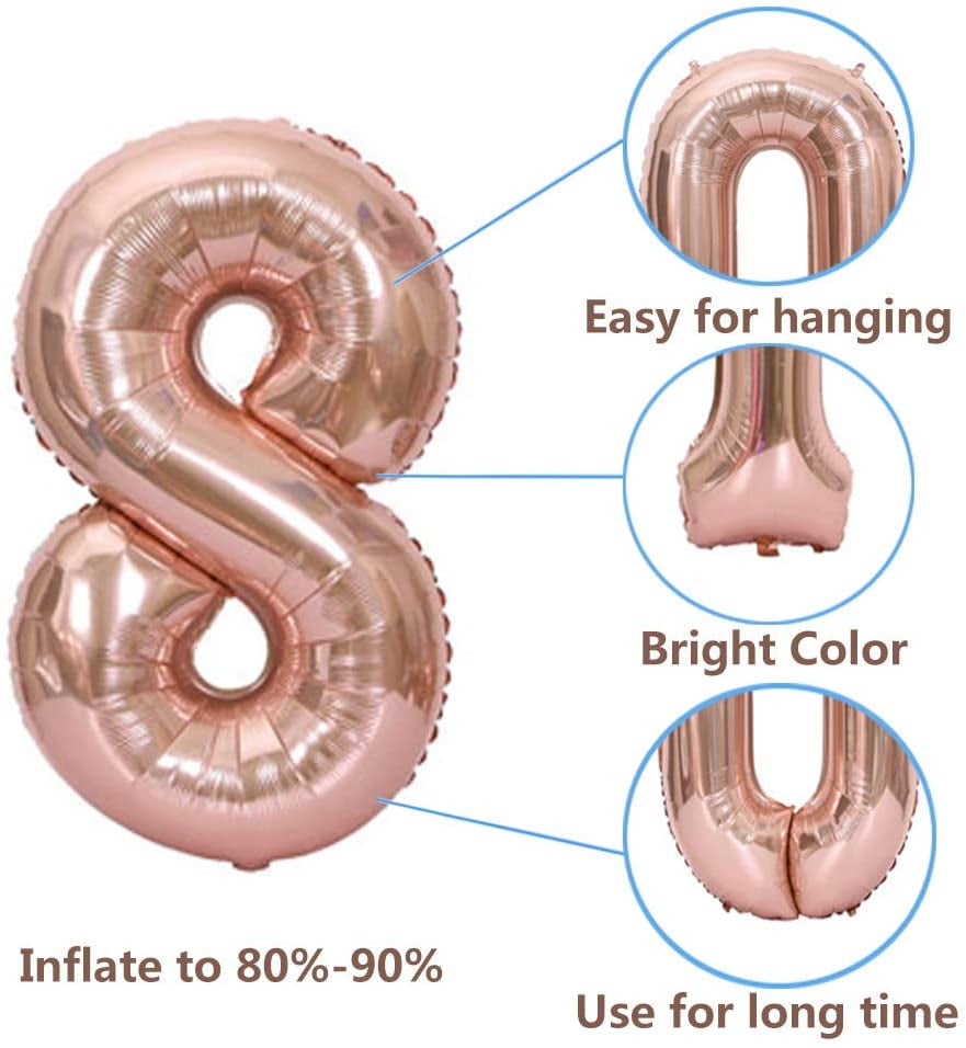 Rose Gold Foil Balloon Numbers 100cm/40" Helium/Air Birthday/Anniversary Dw 