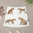 thumbnail image 4 of Four Leopards Graceful Poses White Women's High Waist Skirt Stretchy Casual Mini Skirt, 4 of 8