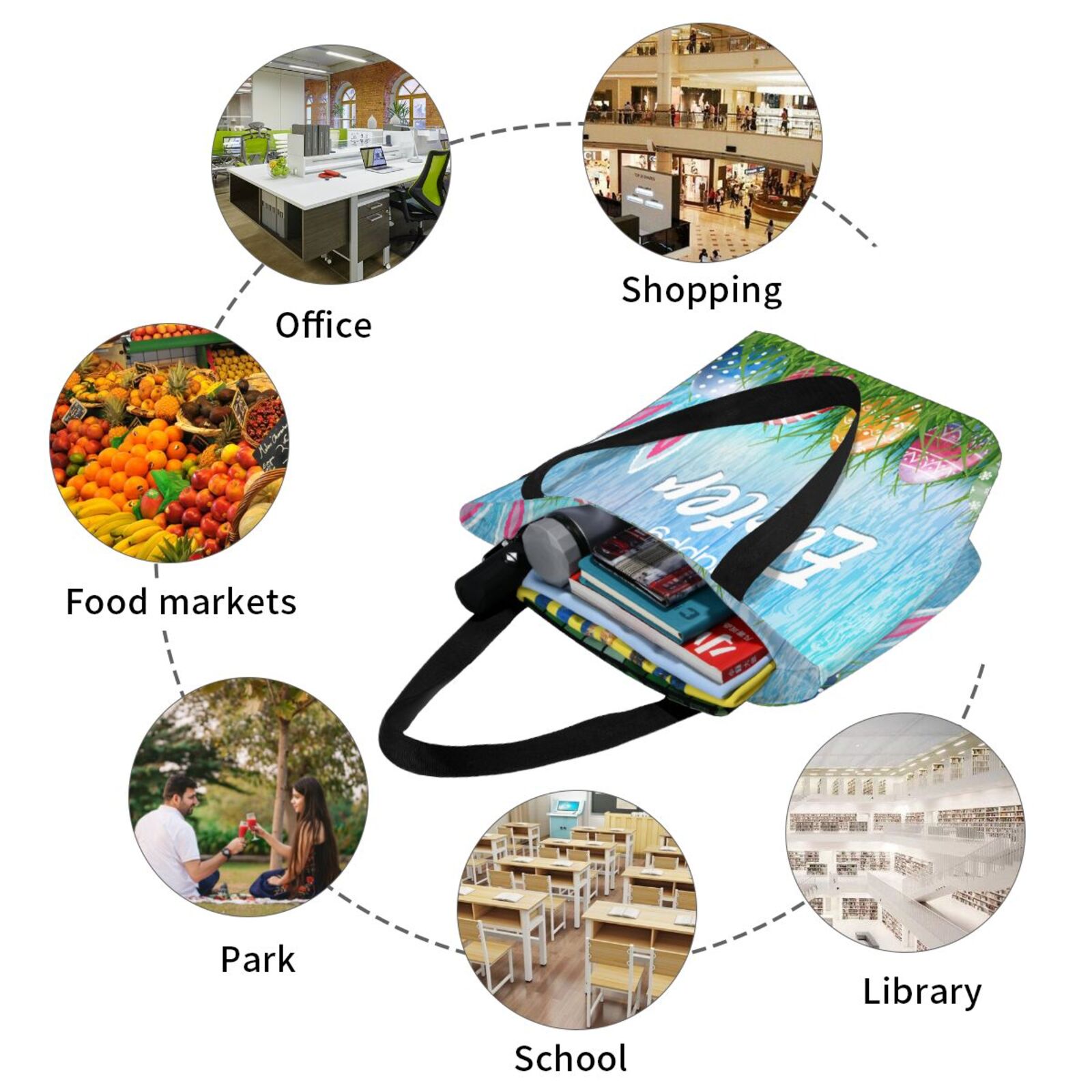 Ratiio Happy Easter Print Shoulder Bag for Women, Polyester Crossbody Purse Lightweight Handbag for Daily Travel and Casual Use