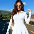 thumbnail image 7 of OQQ Womens Dress Casual Long Sleeve Elastic Simple A-Line Zipper Mini Dress, 7 of 7