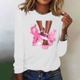 thumbnail image 5 of VKOYWKM Breast Cancer Tee Shirts Women Breast Cancer Awareness Tshirt Long Sleeve Pink Ribbon Graphic Tees Cancer Fight Crew Neck Sweatshirt Tee Tops, 5 of 5