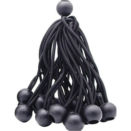 Bungee Cord Ties Bungee Ball Cords Elastic Cord Shock Rope for Outdoor Camping Tarp Clip Tent Canvas Tarpaulin Flag Pole Heavy-Duty Versatile Organize Secure Accessoy (Black)