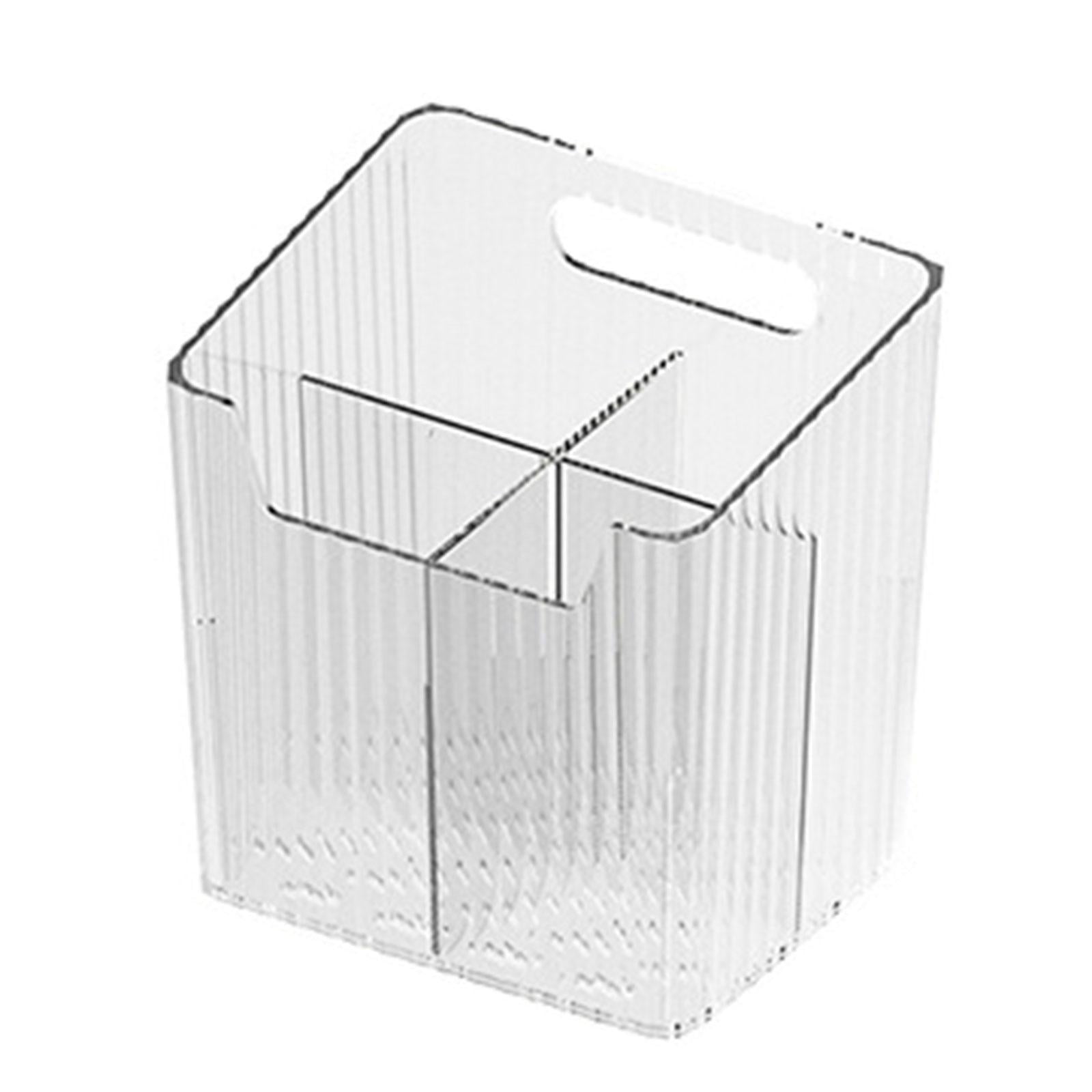 Bathroom Storage Box Divided Grid Organizer for School Cosmetics White
