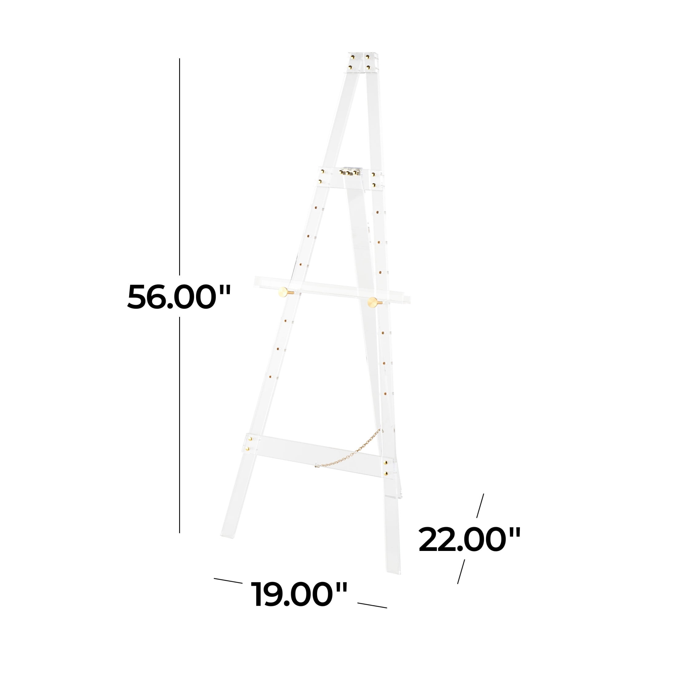 DecMode 19" x 56" Clear Acrylic Plastic Tall Adjustable Floor 7 Tier Easel with Gold Metal Hardware, 1-Piece