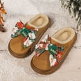 thumbnail image 4 of CHUMUD Christmas Slippers for Women - PU Upper with Colorful Bow & Plush Lining, Festive Platform Winter House Shoes Holiday Gifts, 4 of 9