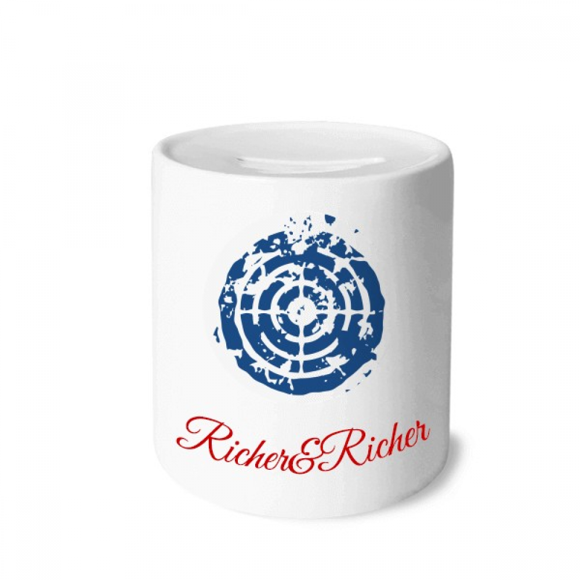 Design Cible Bleue Motif Illustration Ronde Riche et Riche Boîte d'Épargne Banque Pièce de Monnaie