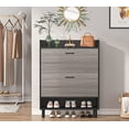 thumbnail image 3 of Tribesigns Shoe Cabinet, 2-Tier Shoe Storage Cabinet with Flip Doors, Vintage Entryway Shoe Organizer Rack with Open Shelves for Narrow Closet, Entryway, Living Room, Black, 3 of 7